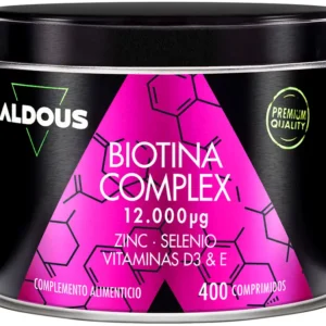 Biotina + Zinc + Selenio - 400 comprimidos 12.000 mcg (Suministro para 1+ año) - Vitaminas para el cabello - Biotina para el cabello, fortalece la piel y las uñas - Con Vitamina D3 y E - Sin aditivos